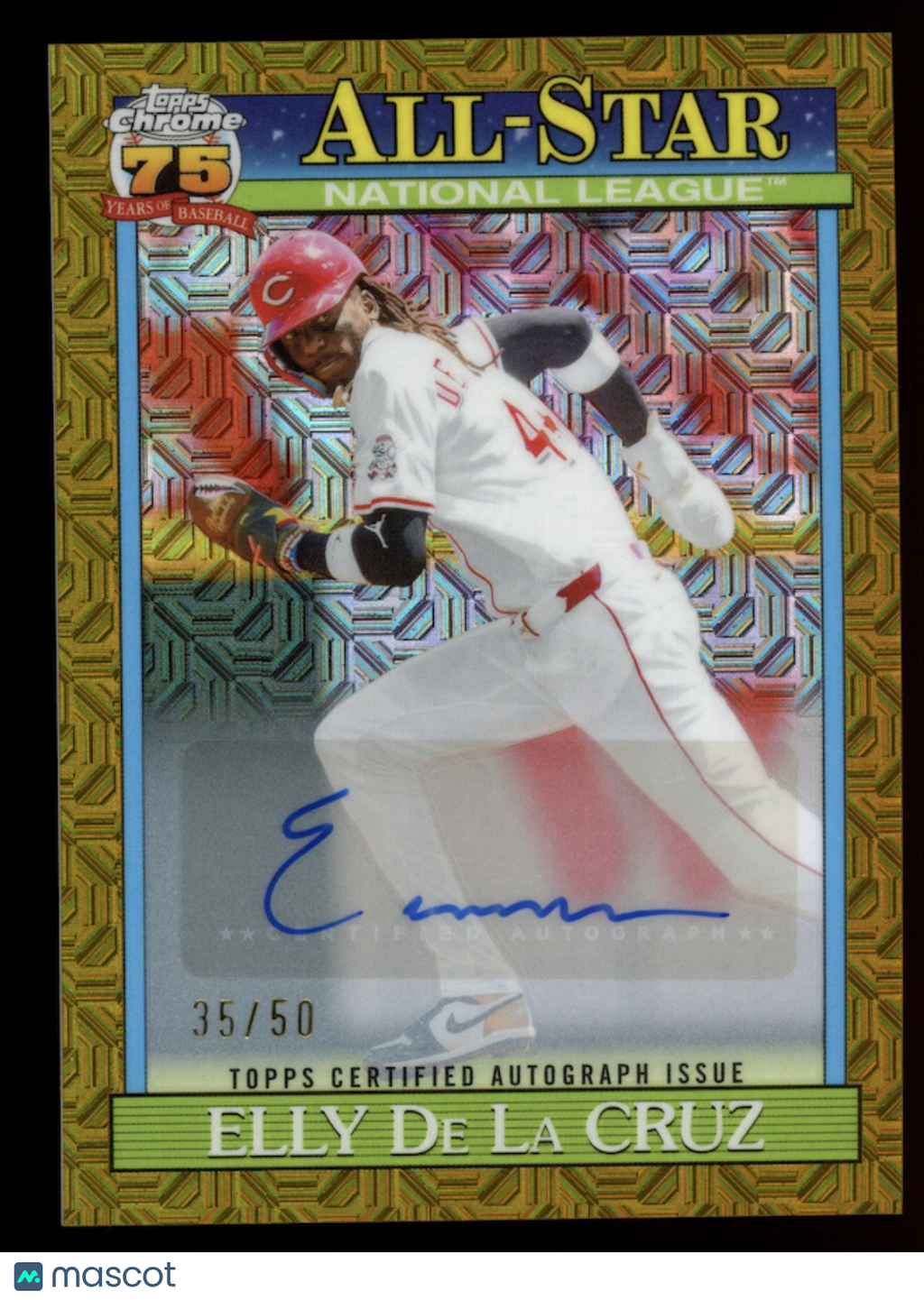 ELLY DE LA CRUZ 2026 Topps Chrome 75 Years All-Star Gold Mojo Auto /50 #91ASC-19