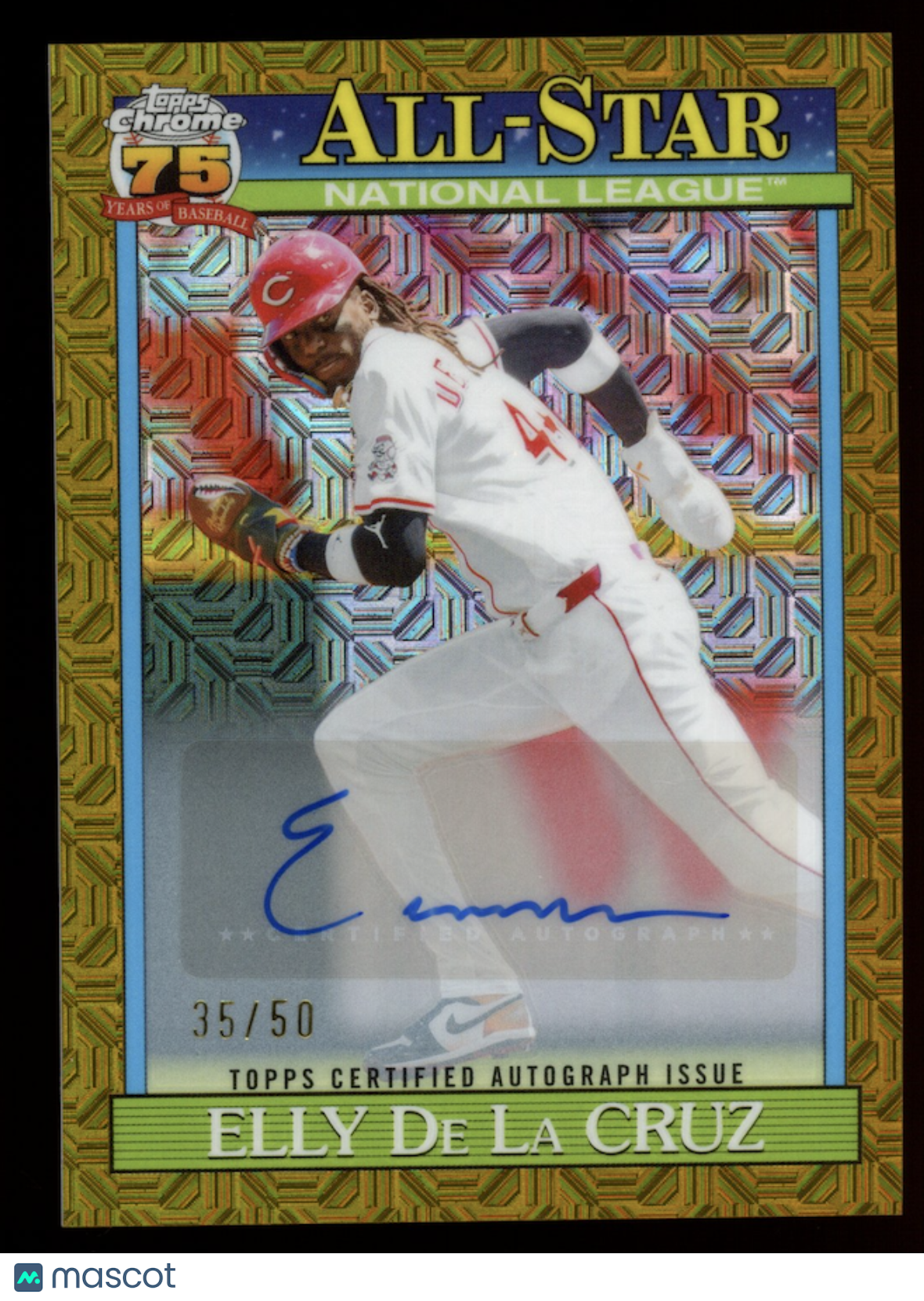 ELLY DE LA CRUZ 2026 Topps Chrome 75 Years All-Star Gold Mojo Auto /50 #91ASC-19