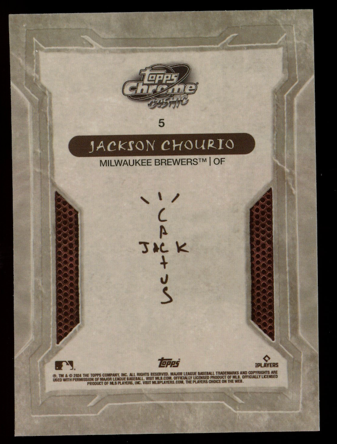 JACKSON CHOURIO 2024 Topps Chrome Cactus Jack Rookie #5 Brewers