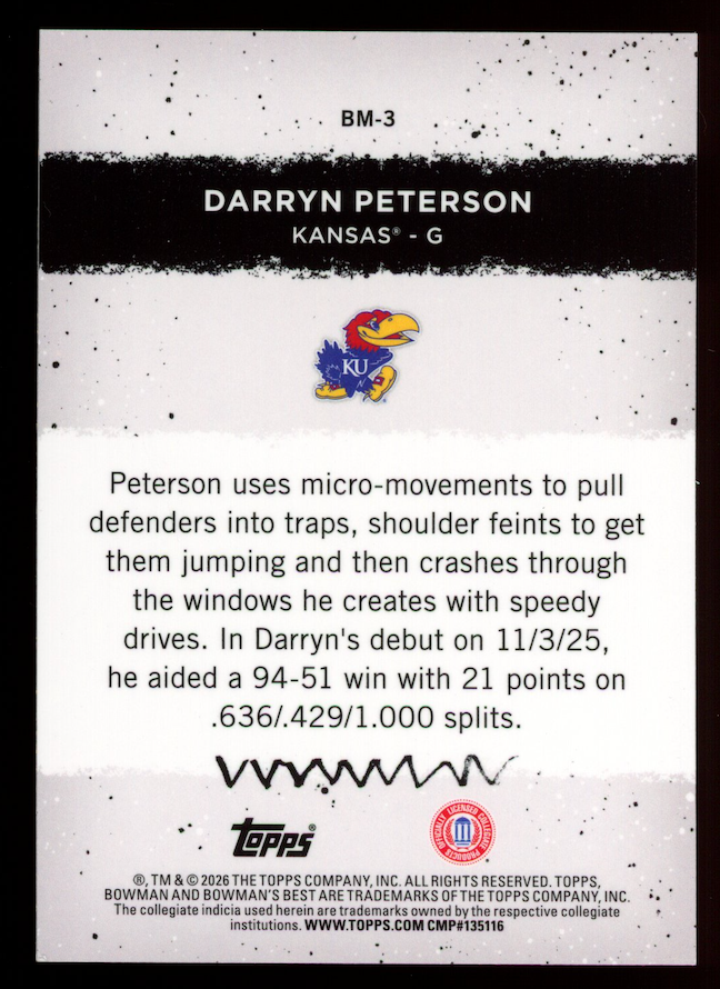 DARRYN PETERSON 2025-26 Bowman U Best Masterpieces Orange Refractor /25 #BM-3