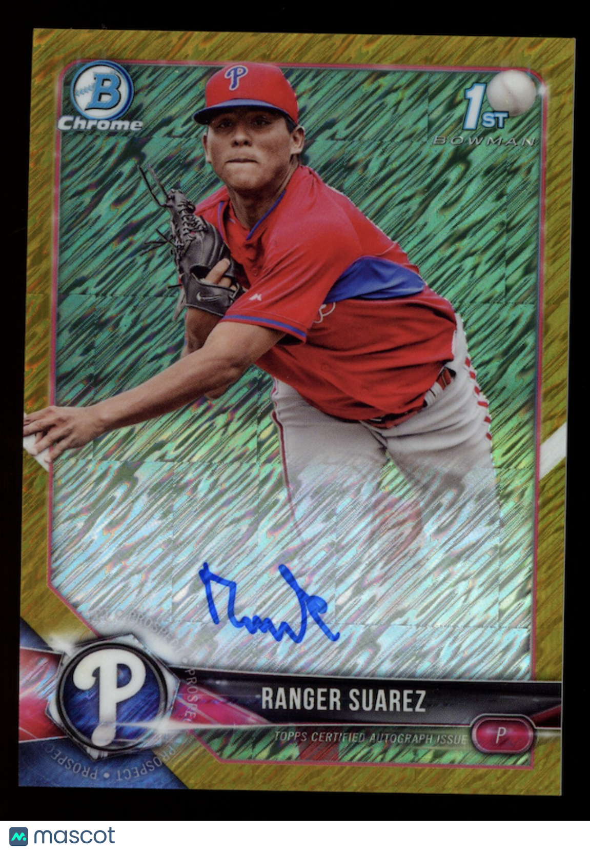 RANGER SUAREZ 2018 Bowman Chrome 1st Auto Gold Shimmer Refractor /50 #CPA-RS