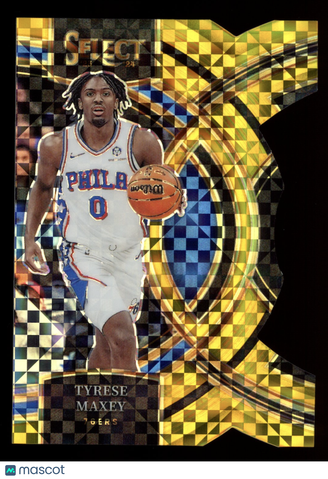 TYRESE MAXEY 2023-24 Panini Select Premier Level Gold Die-Cut Prizm /10 #157