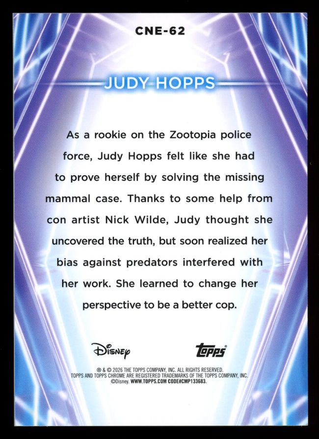 JUDY HOPPS 2026 Topps Disney Neon Chrome Gold Refractor /50 #CNE-62