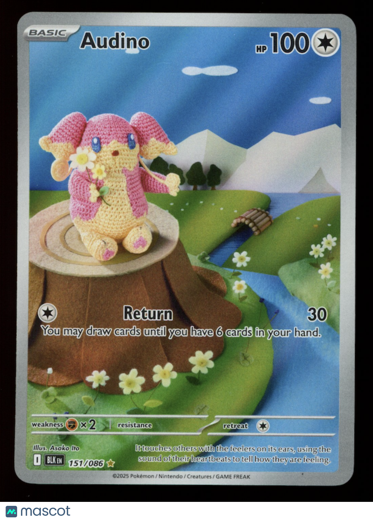 AUDINO 2025 Pokemon Scarlet & Violet Black Bolt #151/086 Illustration Rare