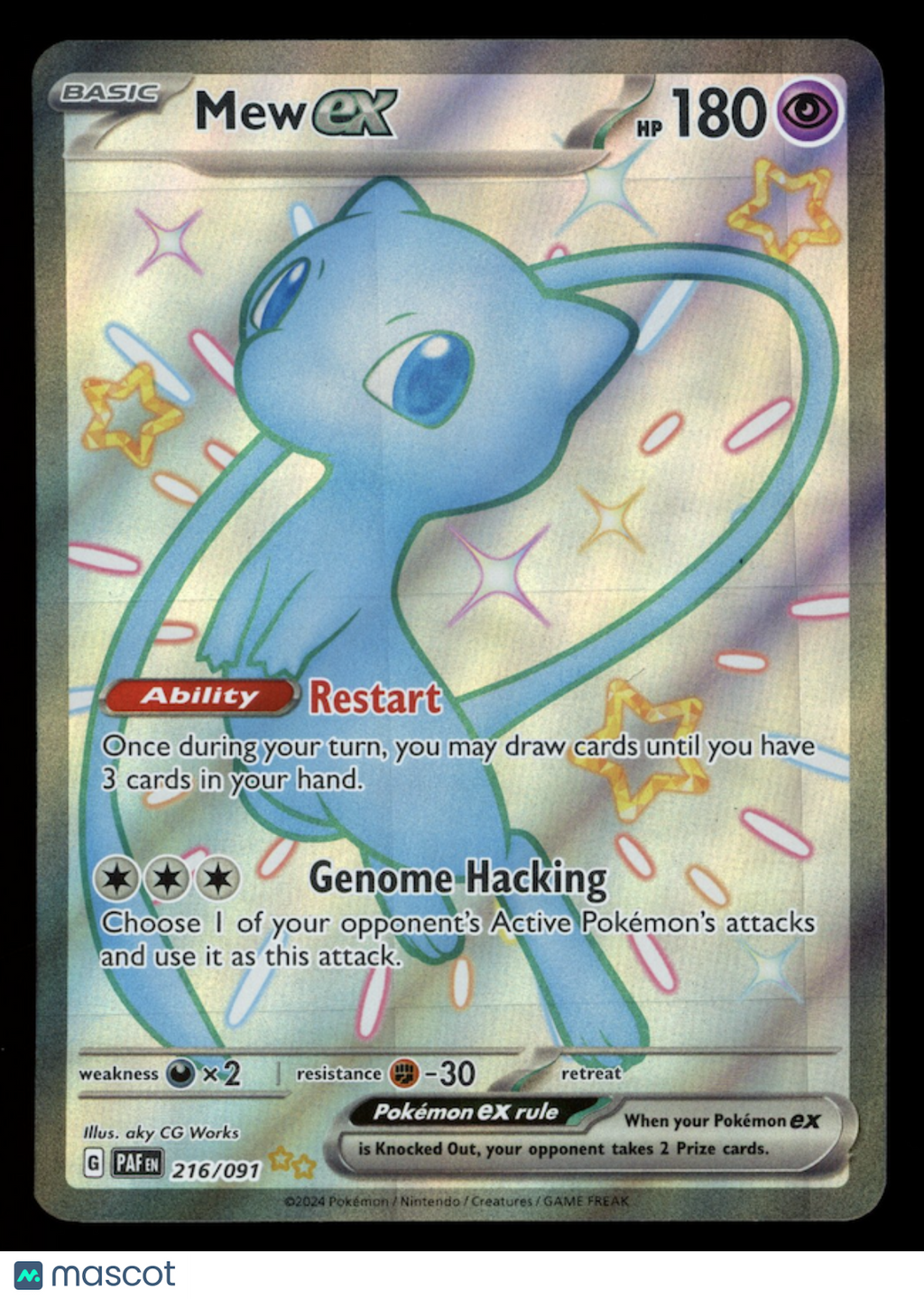 MEW EX 2024 Pokemon Scarlet & Violet Paldean Fates #216/091 Shiny Ultra Rare