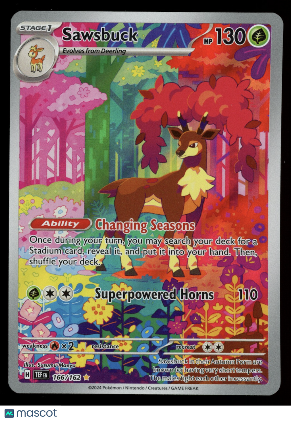 SAWSBUCK 2024 Pokemon Scarlet Violet Temporal Forces Illustration Rare #166/162