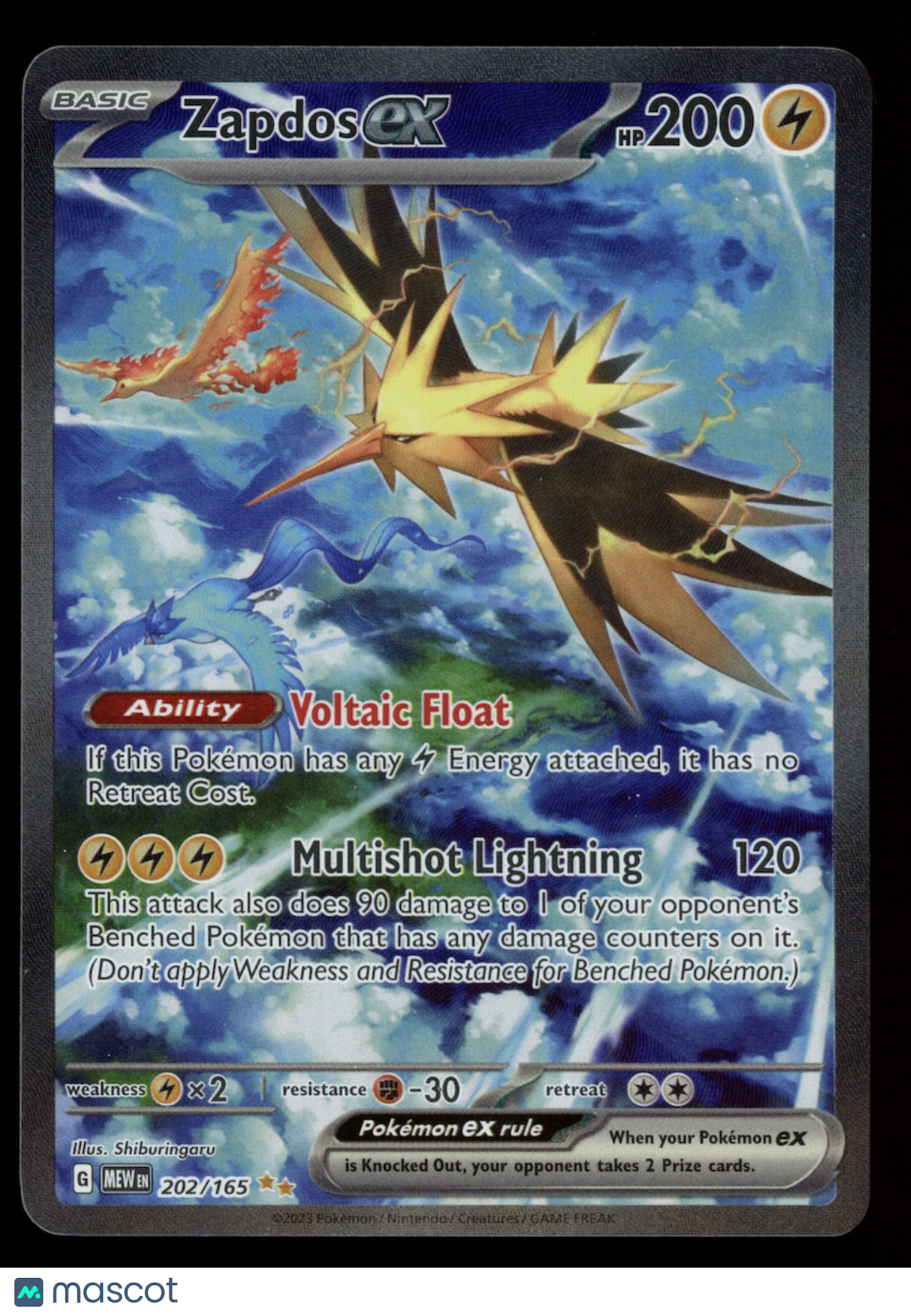ZAPDOS EX 2023 Pokemon Scarlet & Violet 151 #202/165 Special Illustration Rare