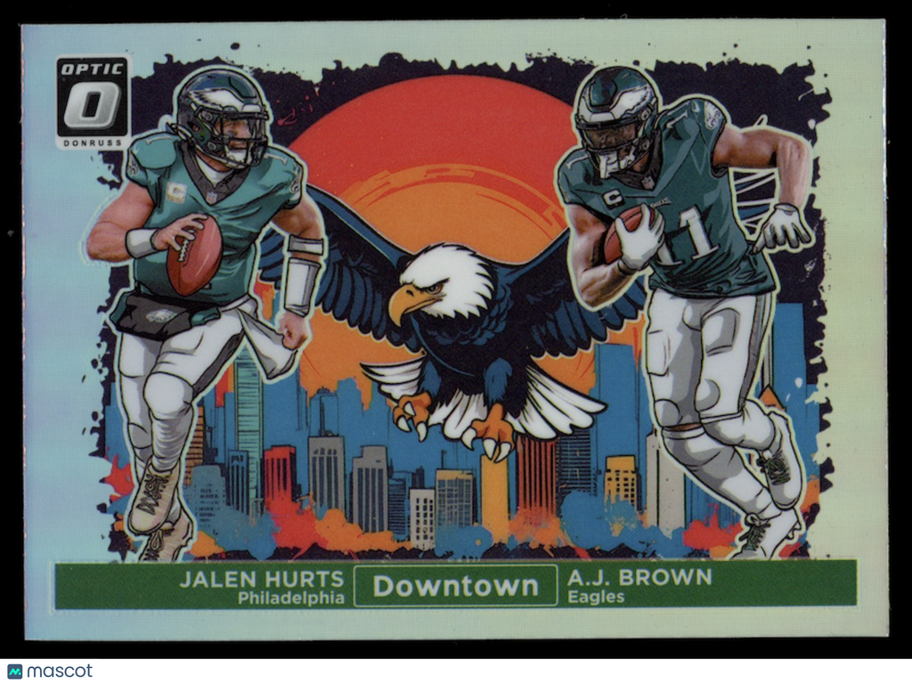 JALEN HURTS A.J. BROWN 2024 Panini Donruss Optic Downtown Case Hit SSP #4 Eagles
