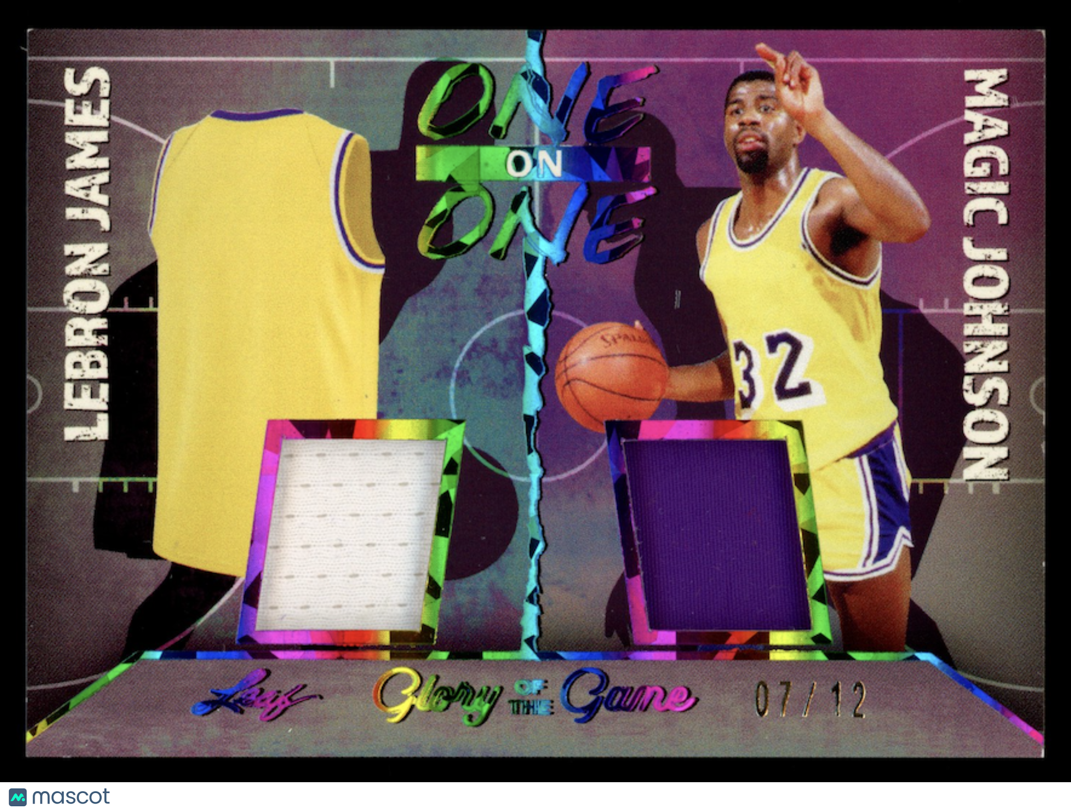 LEBRON JAMES MAGIC JOHNSON 2025 Leaf Glory of the Game One on One Dual Patch /12