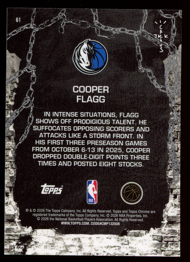 COOPER FLAGG 2025-26 Topps Chrome Cactus Jack Rookie Logofractor #61 Mavericks