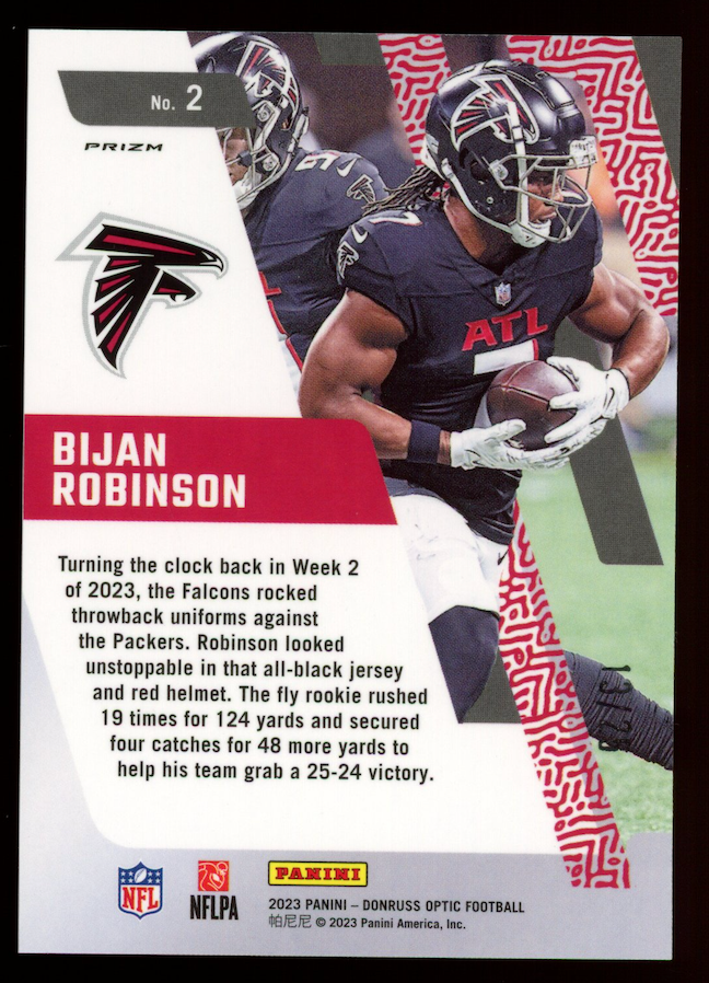 BIJAN ROBINSON 2023 Donruss Optic Rookie Primary Colors Purple Stars FOTL /25