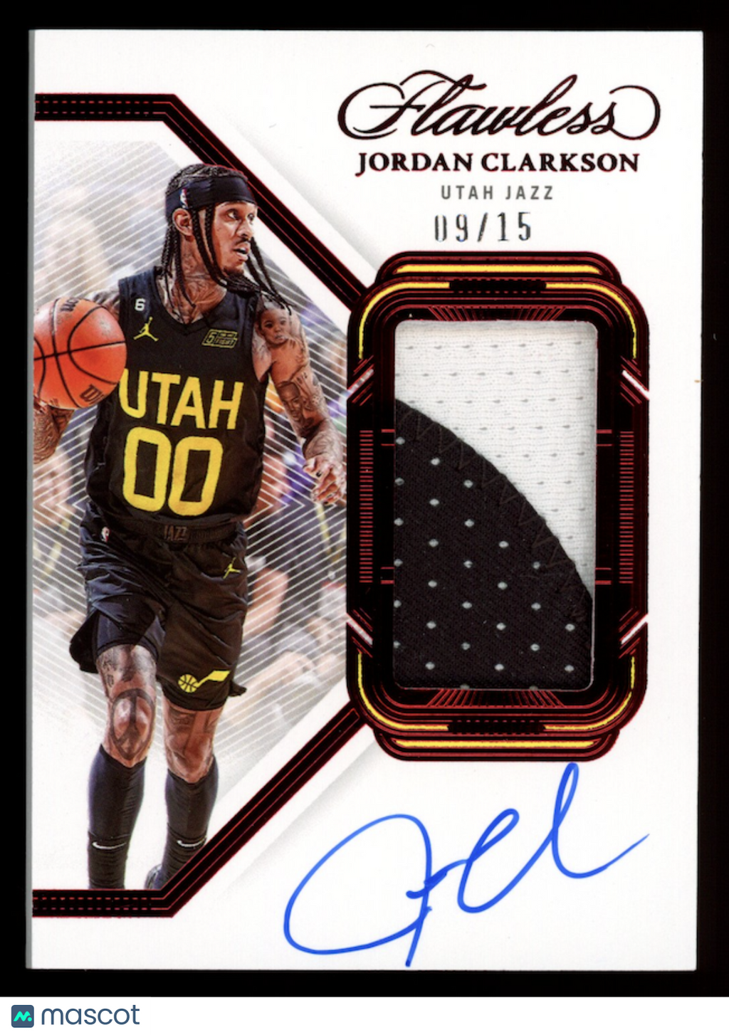 JORDAN CLARKSON 2022-23 Panini Flawless Ruby Veteran Patch Auto /15 #VPA-JCK