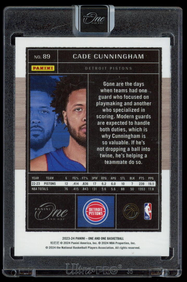 CADE CUNNINGHAM 2023-24 Panini One and One Blue Parallel /35 #89 Pistons