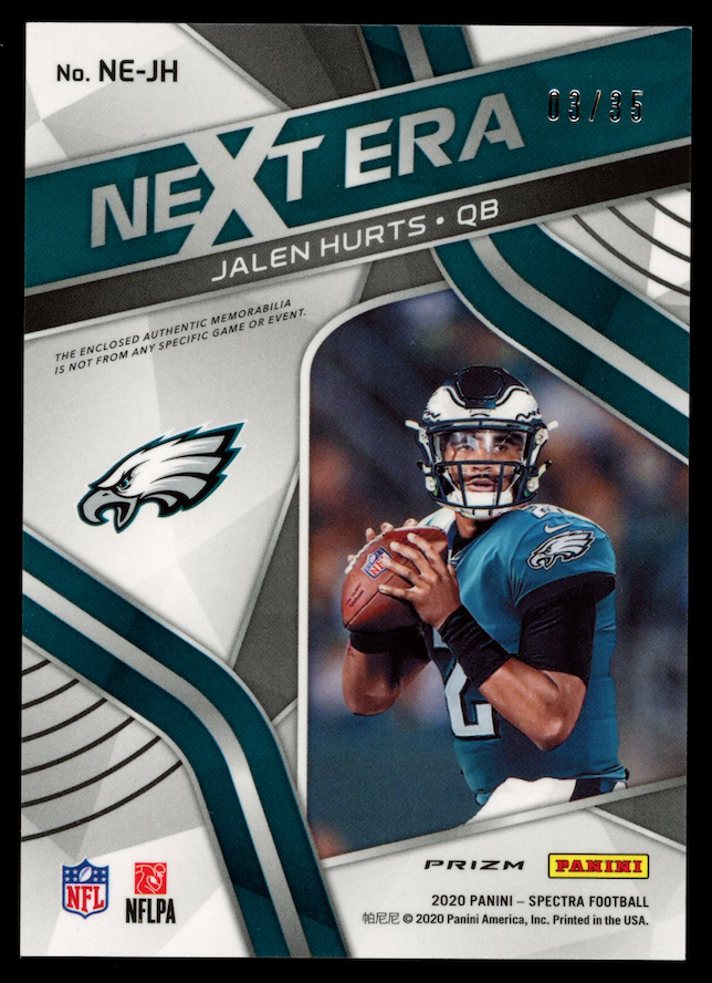 JALEN HURTS 2020 Panini Spectra Rookie Next Era Patch Neon Green /35 #NE-JH