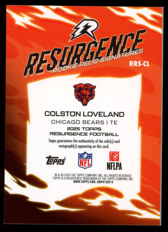 COLSTON LOVELAND 2025 Topps Resurgence Rookie Relic Patch Auto Purple Surge /75