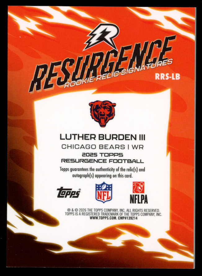 LUTHER BURDEN 2025 Topps Resurgence Rookie Relic Signatures Patch Auto #RRS-LB