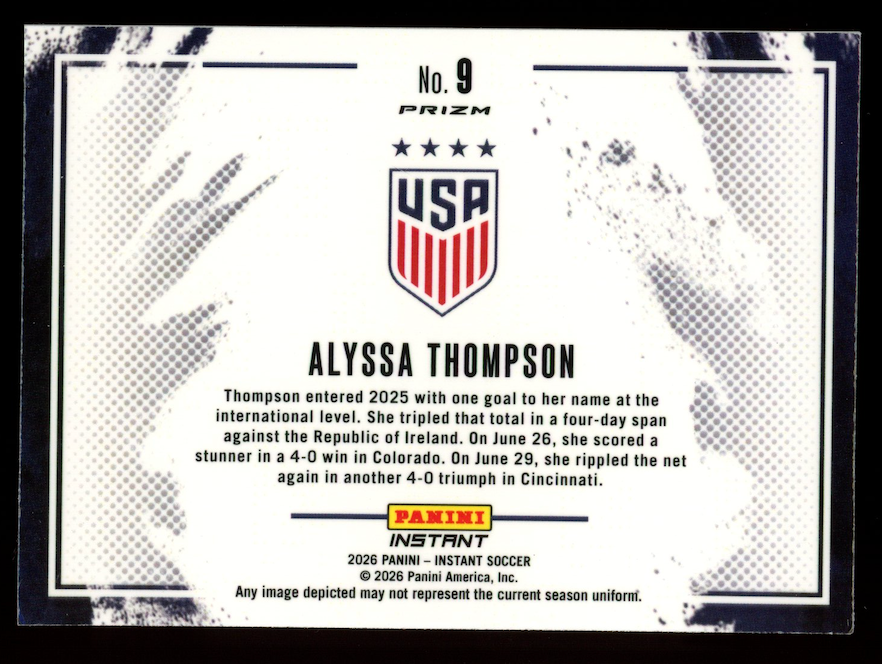 ALYSSA THOMPSON 2026 Panini Instant Soccer Color Blast Prizm Case Hit SSP #9 USA