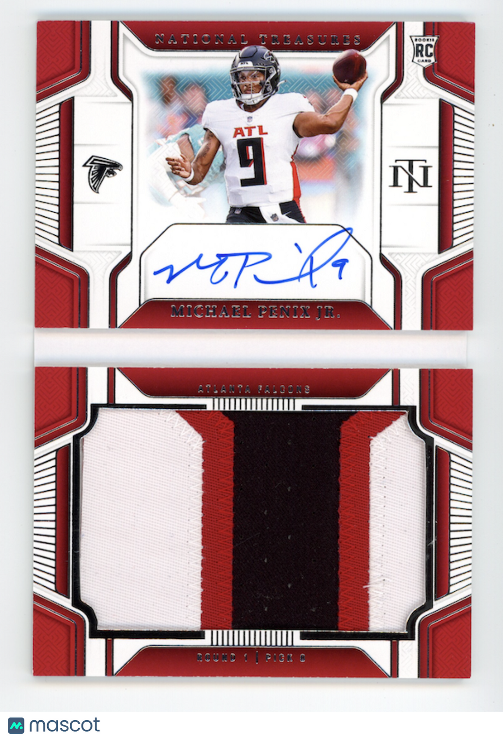 MICHAEL PENIX JR. 2024 National Treasures Rookie Jumbo Booklet Patch Auto /99