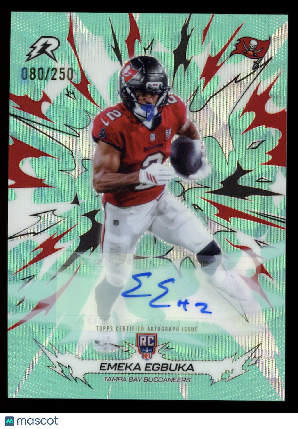 EMEKA EGBUKA 2025 Topps Resurgence Rookie Auto Aqua Surge /250 #191 Buccaneers
