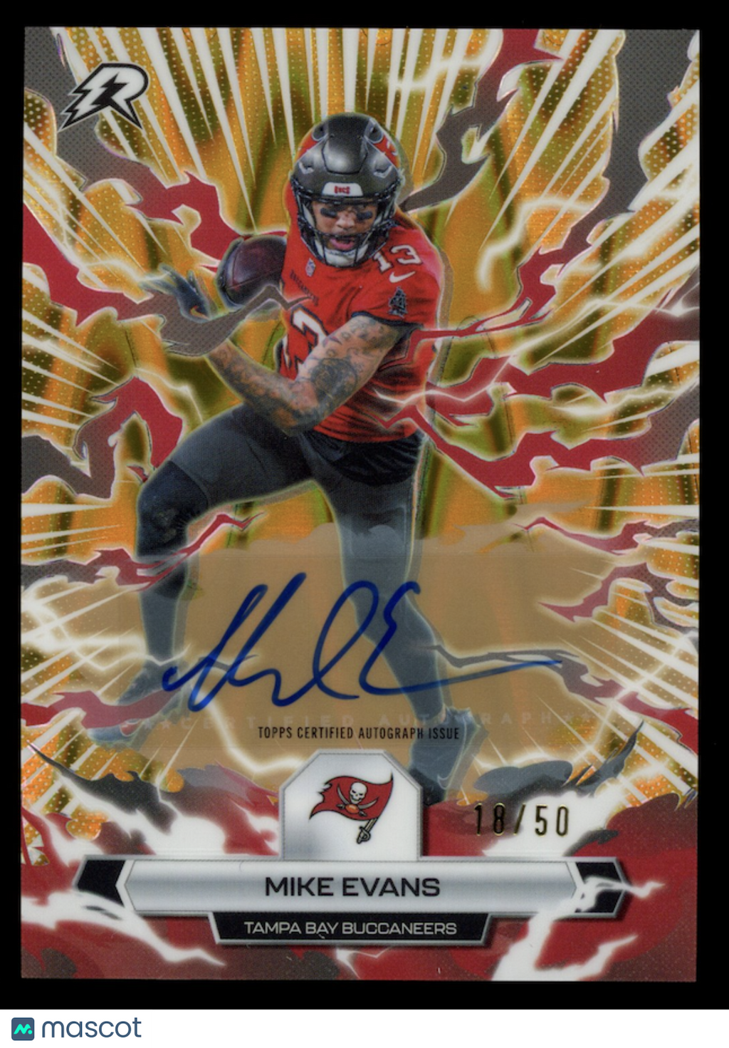 MIKE EVANS 2025 Topps Resurgence Auto Gold Power Surge /50 #95 Buccaneers
