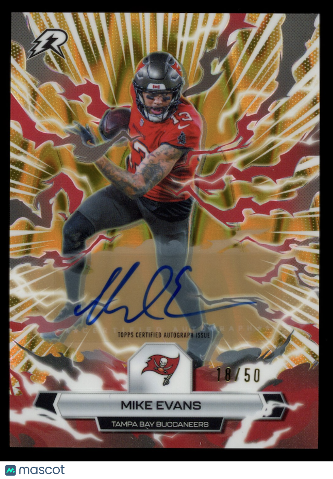 MIKE EVANS 2025 Topps Resurgence Auto Gold Power Surge /50 #95 Buccaneers