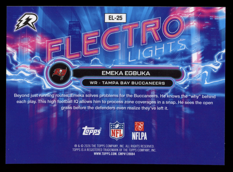 EMEKA EGBUKA 2025 Topps Resurgence Electro Lights Rookie Case Hit SSP #EL-25