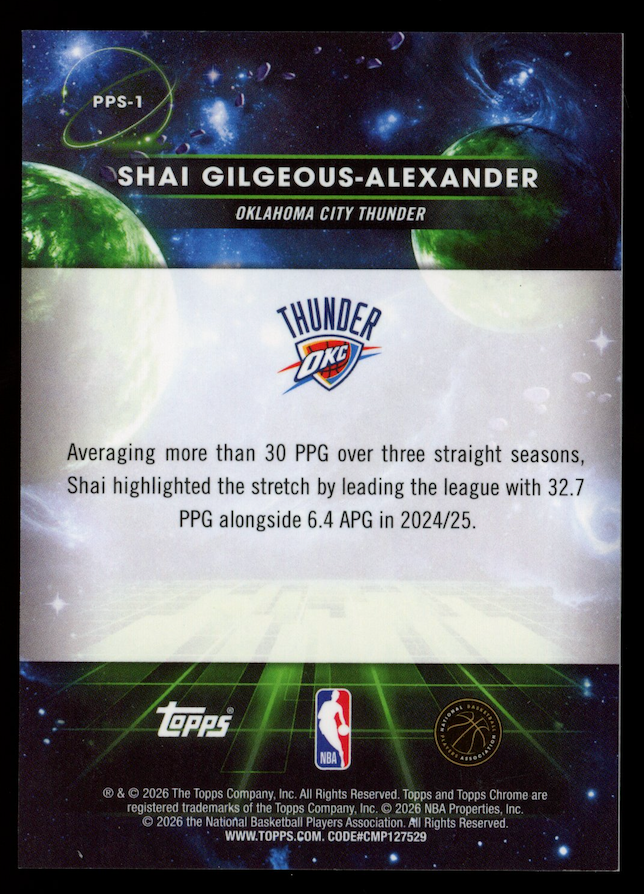 SHAI GILGEOUS-ALEXANDER 2025-26 Topps Cosmic Chrome Planetary Pursuit Sun #PPS-1