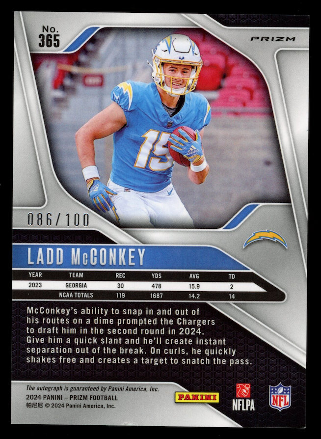 LADD MCCONKEY 2024 Panini Prizm Rookie Choice Auto /100 #365 Chargers