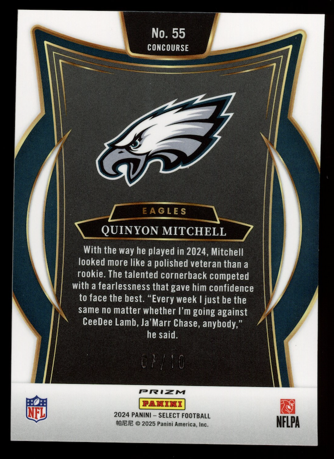 QUINYON MITCHELL 2024 Panini Select Rookie Gold Dragon Scale Prizm /10 #55
