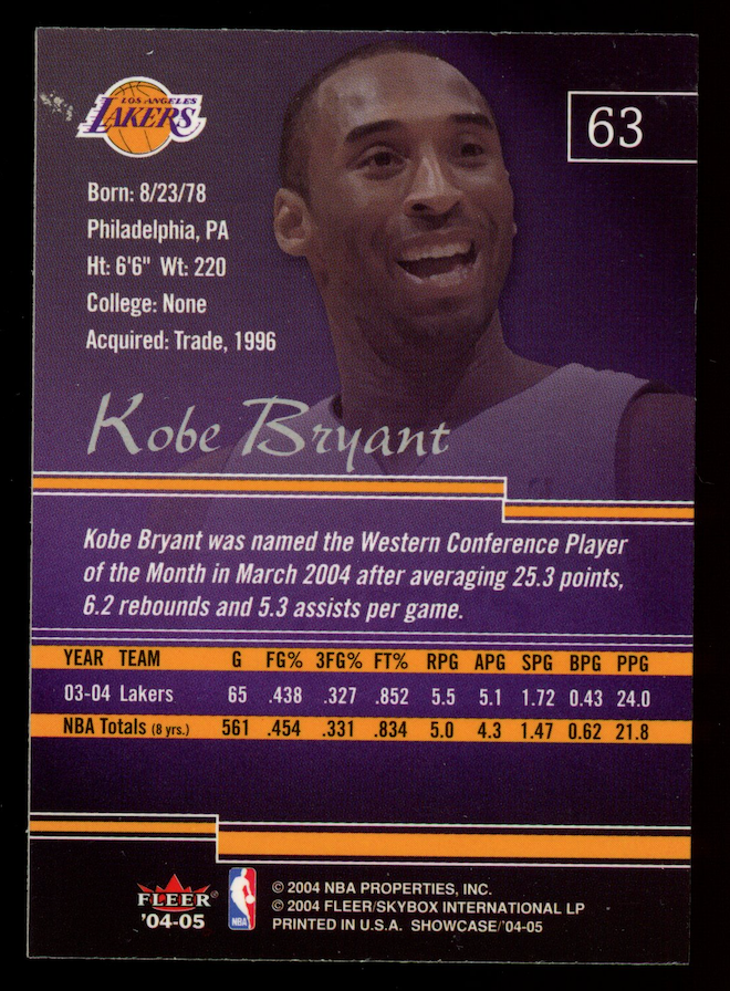 KOBE BRYANT 2004-05 Fleer Showcase #63 Lakers