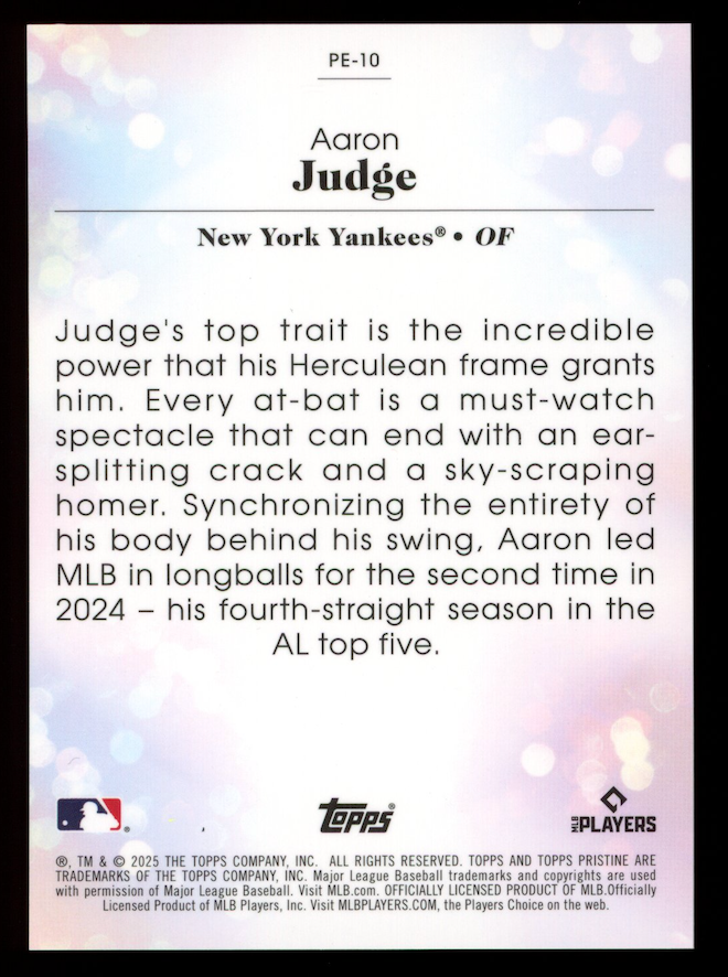 AARON JUDGE 2025 Topps Pristine Pearlescent Case Hit SSP #PE-10 Yankees