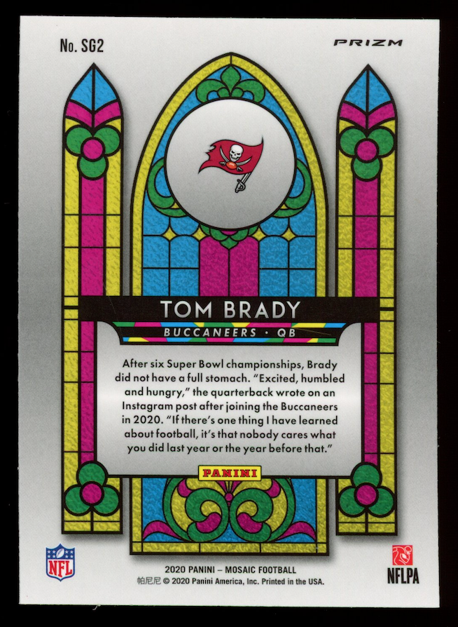 TOM BRADY 2020 Panini Mosaic Stained Glass Prizm Case Hit SSP #SG2 Buccaneers