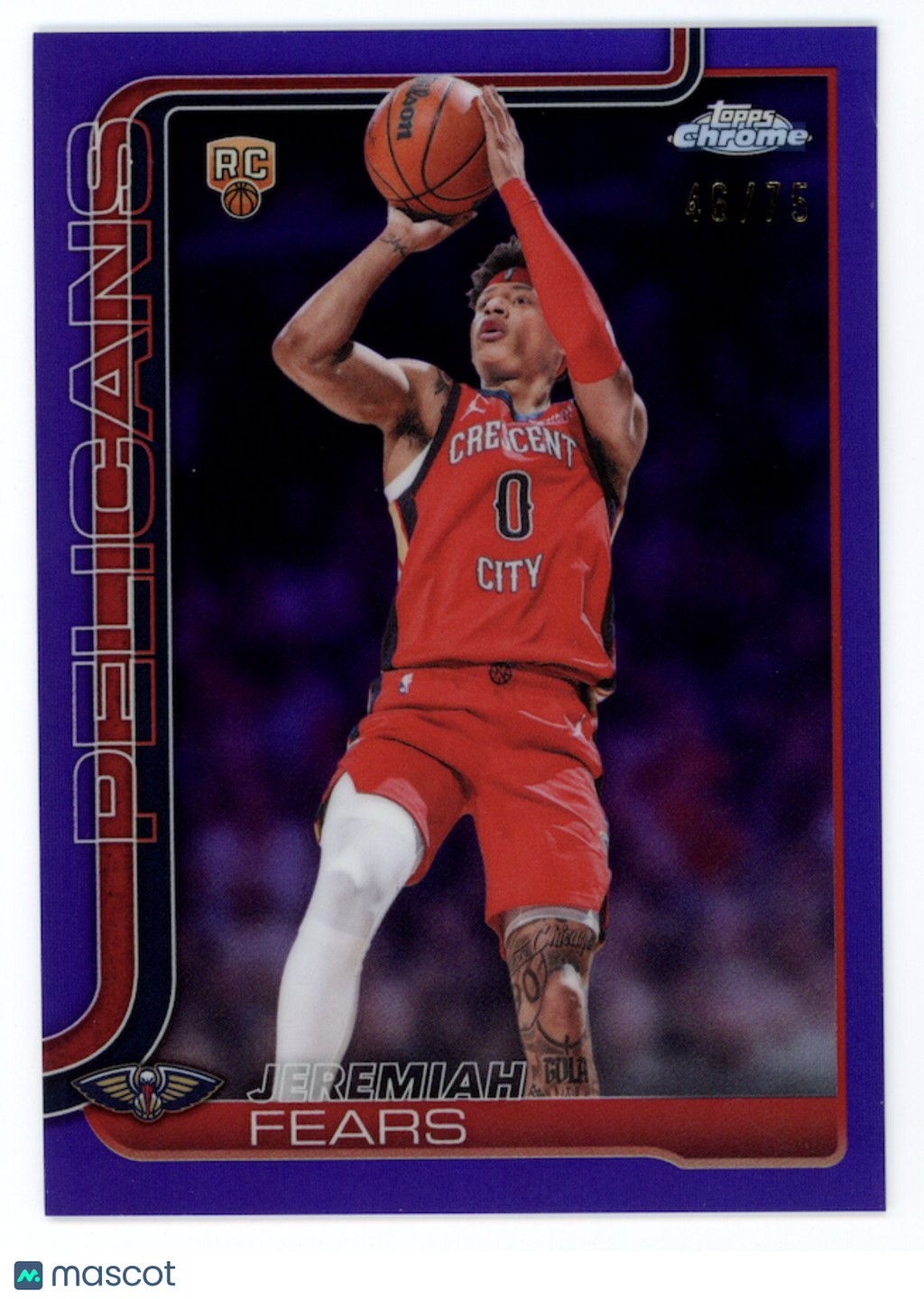 JEREMIAH FEARS 2025-26 Topps Chrome Update Rookie Purple Refractor /75 #157