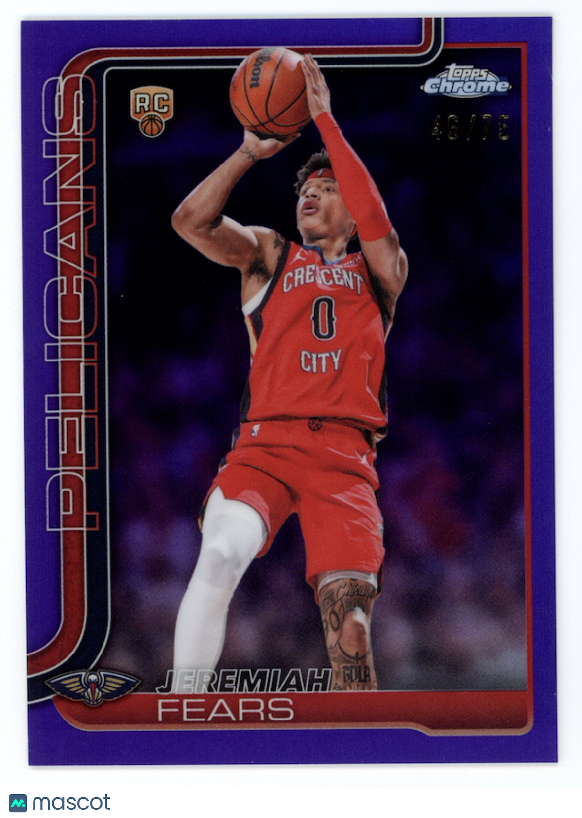 JEREMIAH FEARS 2025-26 Topps Chrome Update Rookie Purple Refractor /75 #157