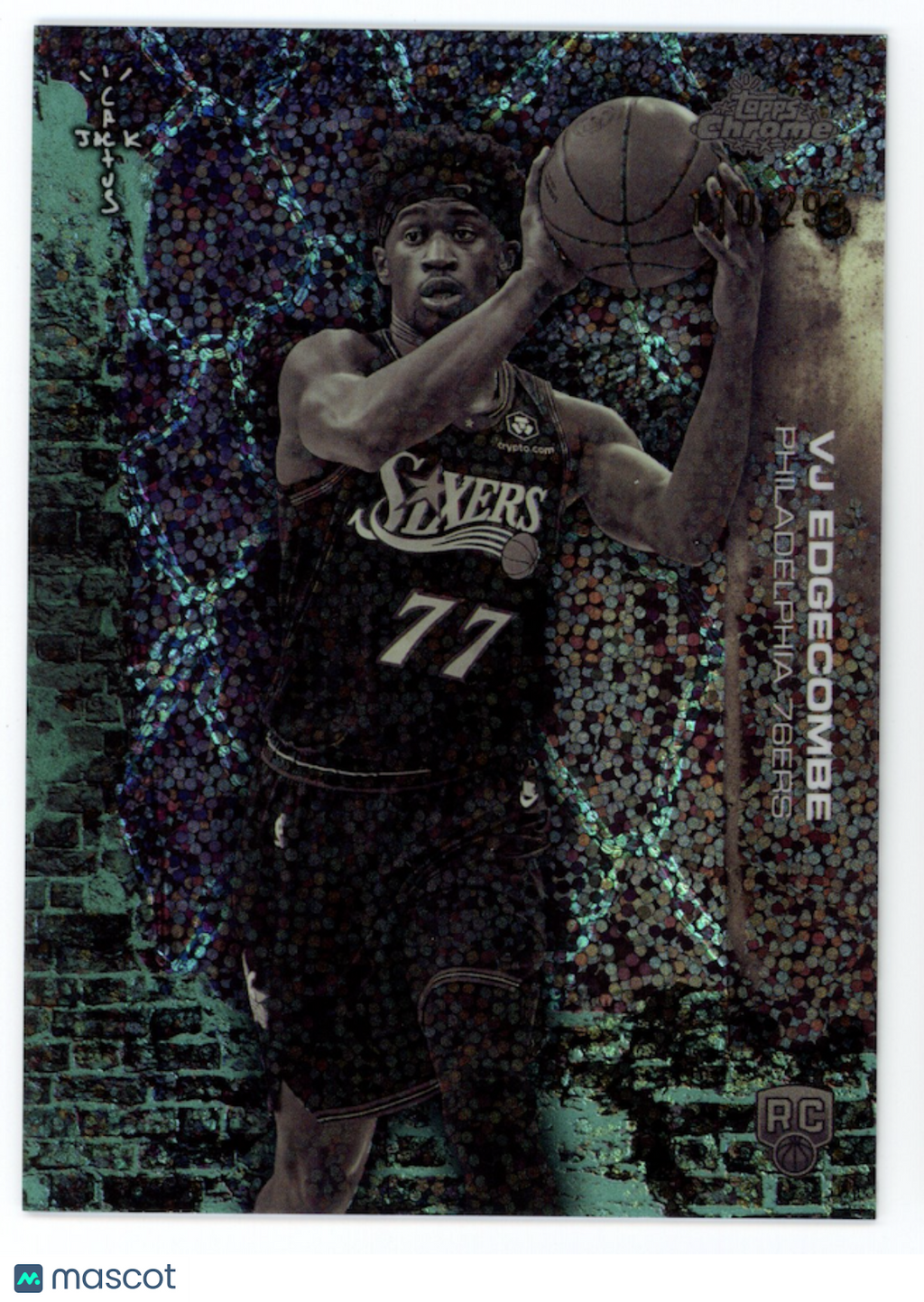 VJ EDGECOMBE 2025-26 Topps Chrome Cactus Jack Rookie Teal Speckle /299 #63 76ers