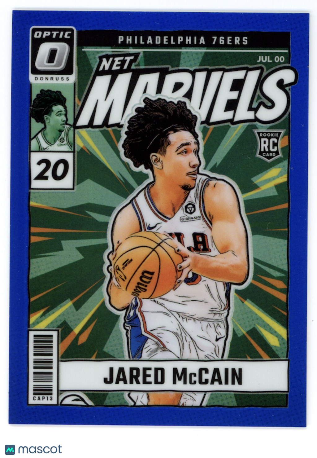 JARED MCCAIN 2024-25 Panini Donruss Optic Rookie Net Marvels Blue Prizm /49 #23