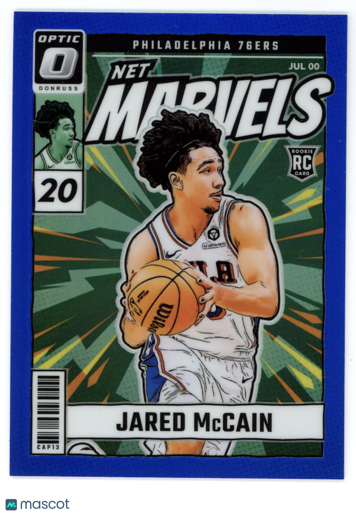 JARED MCCAIN 2024-25 Panini Donruss Optic Rookie Net Marvels Blue Prizm /49 #23