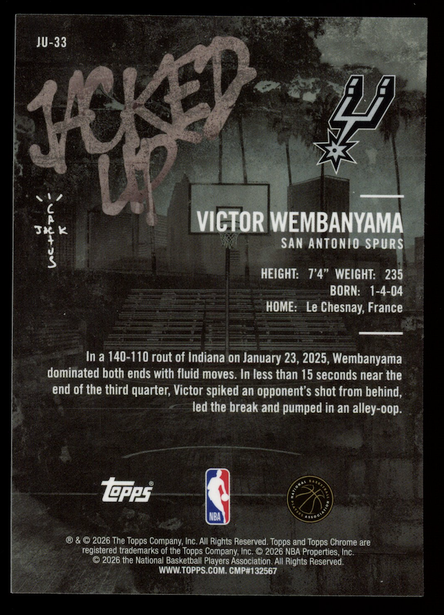 VICTOR WEMBANYAMA 2025-26 Topps Chrome Cactus Jack Jacked Up Blue /150 #JU-33