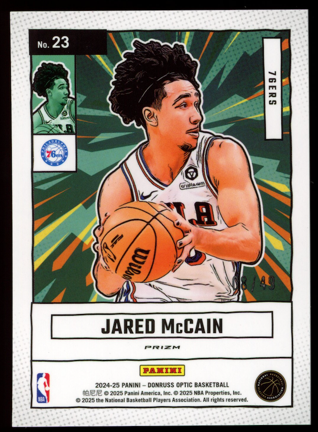 JARED MCCAIN 2024-25 Panini Donruss Optic Rookie Net Marvels Blue Prizm /49 #23