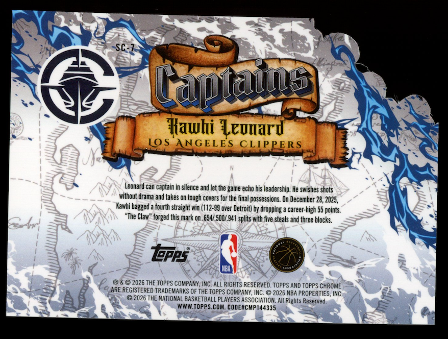 KAWHI LEONARD 2025-26 Topps Chrome Update Captains Case Hit SSP #SC-7 Clippers