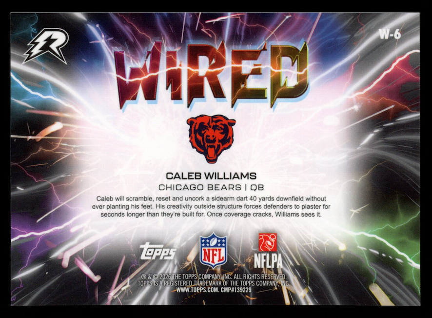 CALEB WILLIAMS 2025 Topps Resurgence Wired Case Hit SSP #W-6 Bears