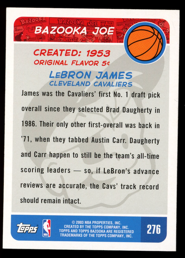 LEBRON JAMES 2003-04 Topps Bazooka Rookie #276 Cavaliers