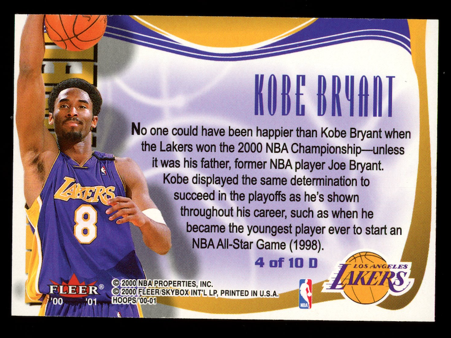 KOBE BRYANT 2000-01 Fleer NBA Hoops Hot Prospects Determined #4 Lakers