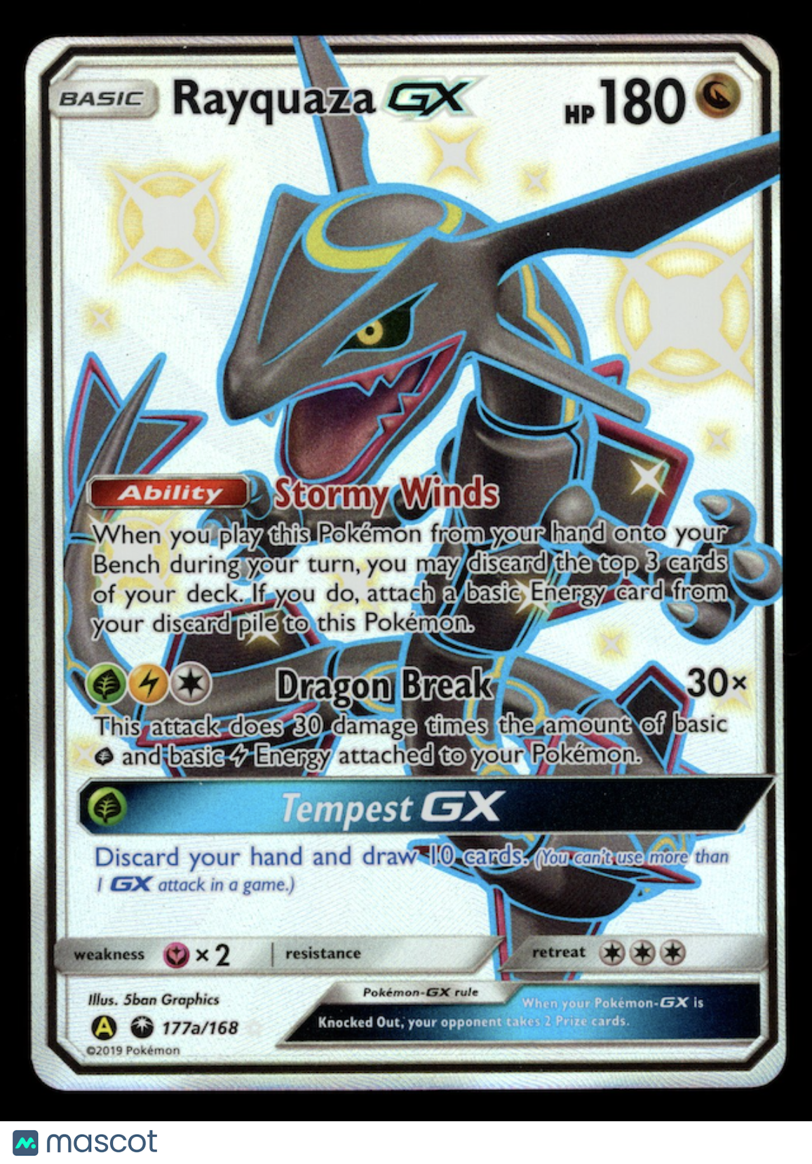 RAYQUAZA GX 2019 Pokemon Hidden Fates Alternate Art Promo #177a/168