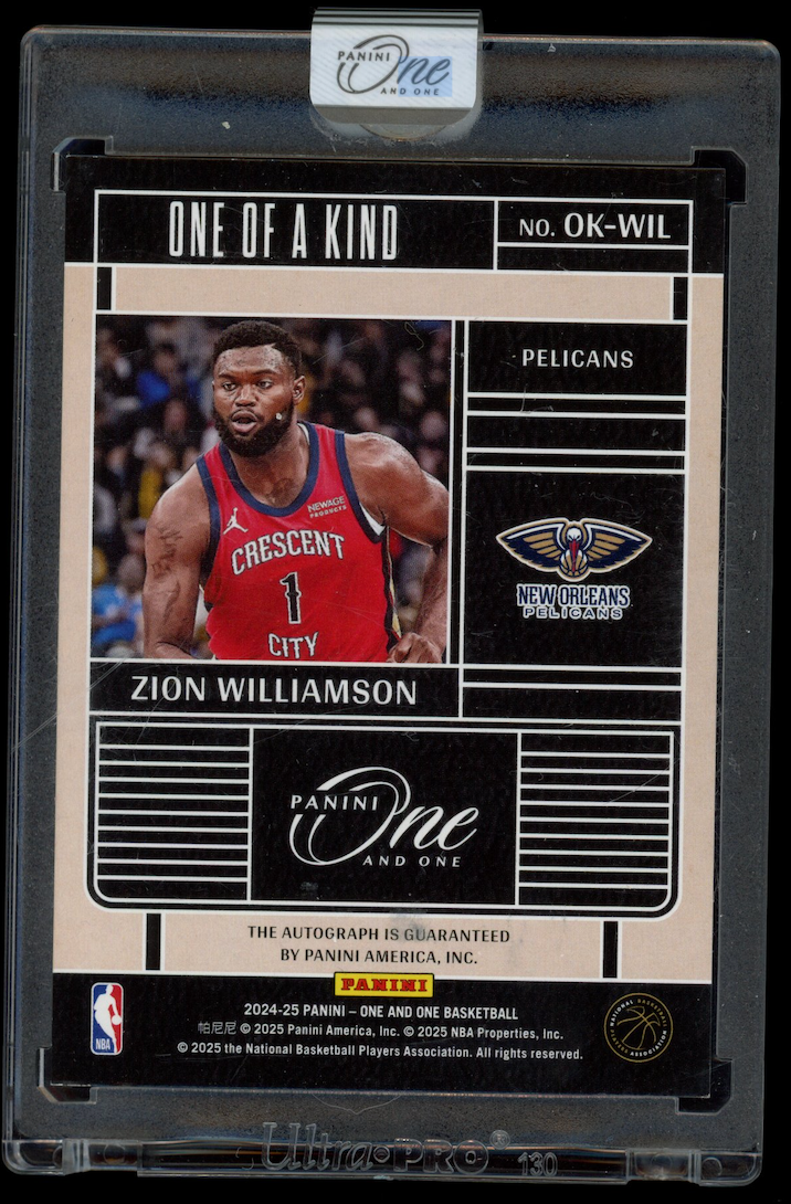 ZION WILLIAMSON 2024-25 Panini One and One One of a Kind Auto Green /5 #OK-WIL