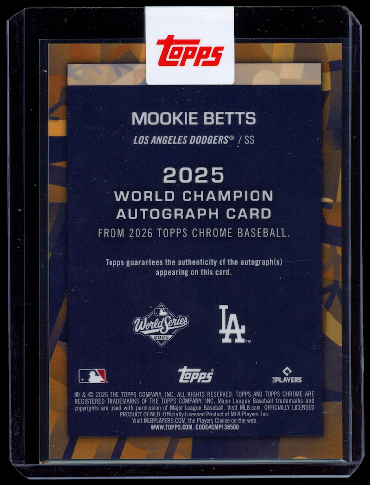 MOOKIE BETTS 2026 Topps Chrome World Champion Auto /50 #CHAMP-2 Dodgers