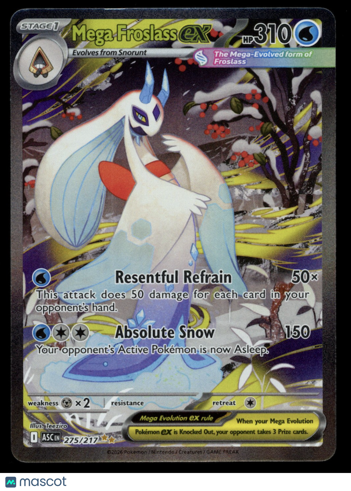 MEGA FROSLASS EX 2026 Pokemon Ascended Heroes Special Illustration Rare #275/217