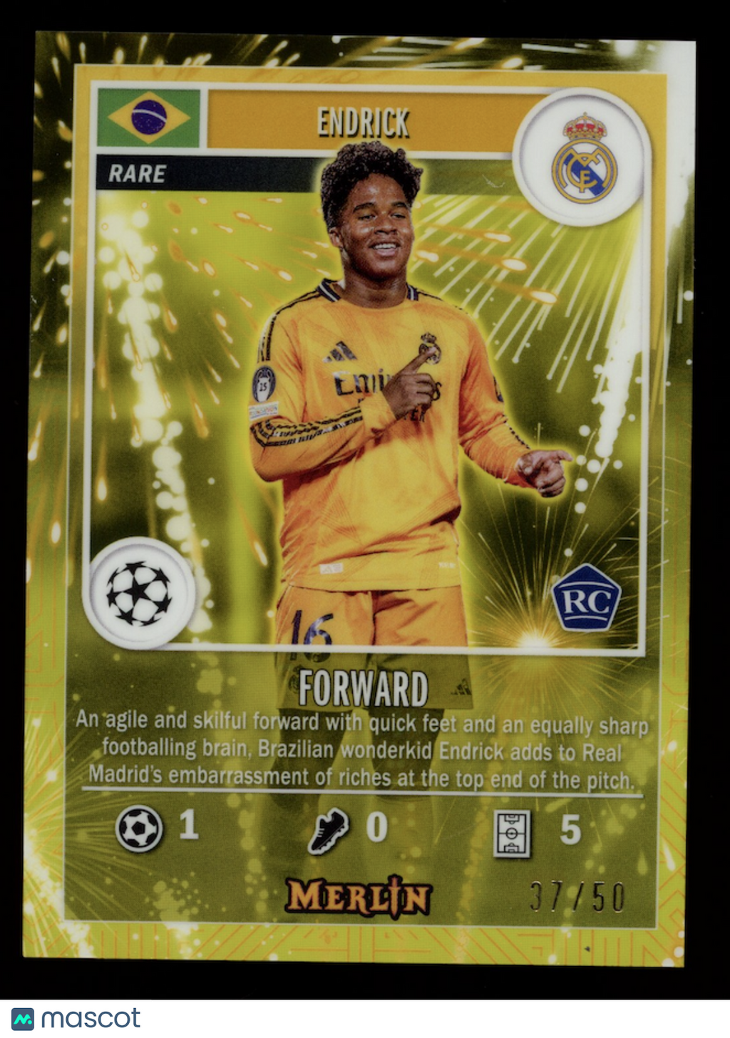 ENDRICK 2024-25 Topps Merlin UEFA Rookie Gamers Gold Firework /50 #MG-39