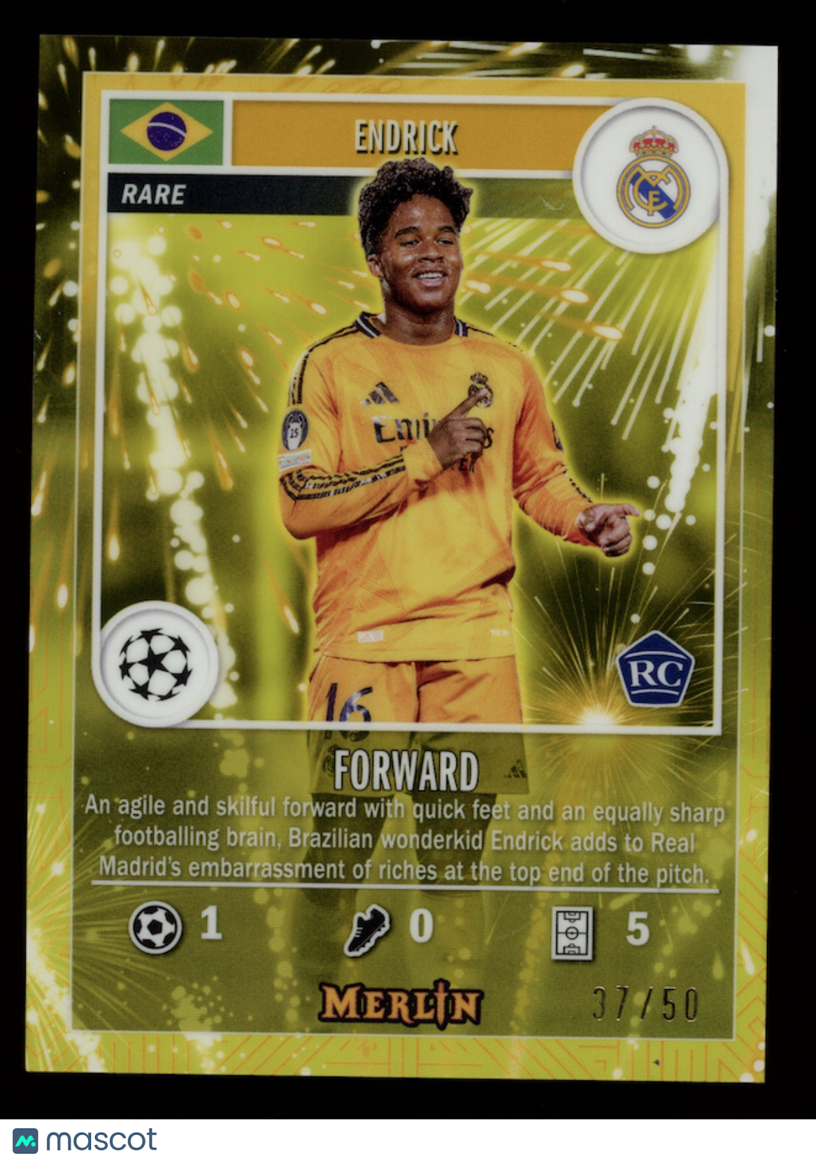 ENDRICK 2024-25 Topps Merlin UEFA Rookie Gamers Gold Firework /50 #MG-39