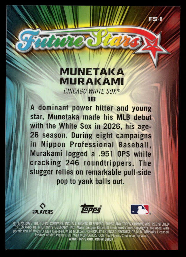 MUNETAKA MURAKAMI 2026 Topps Chrome Rookie Future Stars Purple Refractor /75